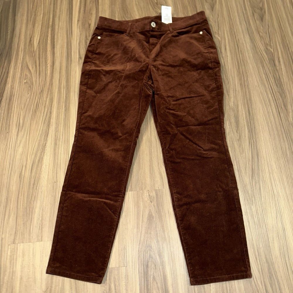 J. Jill Pants Med Petite Dark Redwood Corduroy‎ Authentic Fit Pull On Jeans NWT